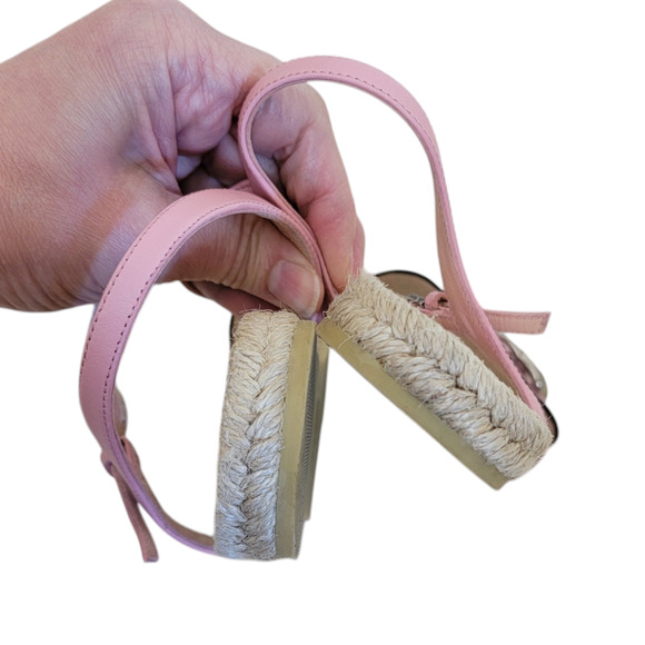 Gucci Marmont Pink Espadrille GG Logo Strappy Leather Sandals Flat 6.5 36.5 - Picture 8 of 11